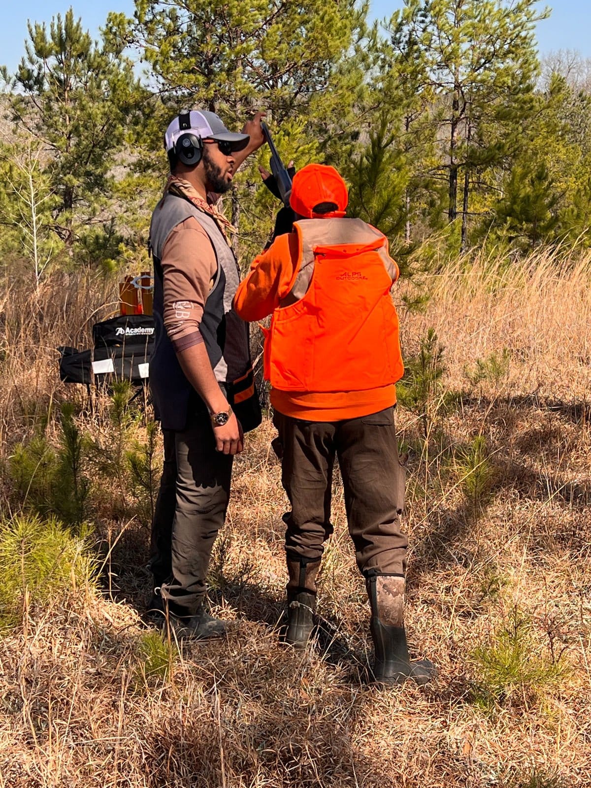 A mentor and a first-time hunter in the field